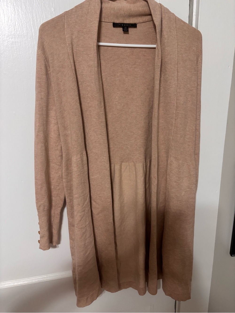 Light Brown Open-Front Women's Cardigan Sweater